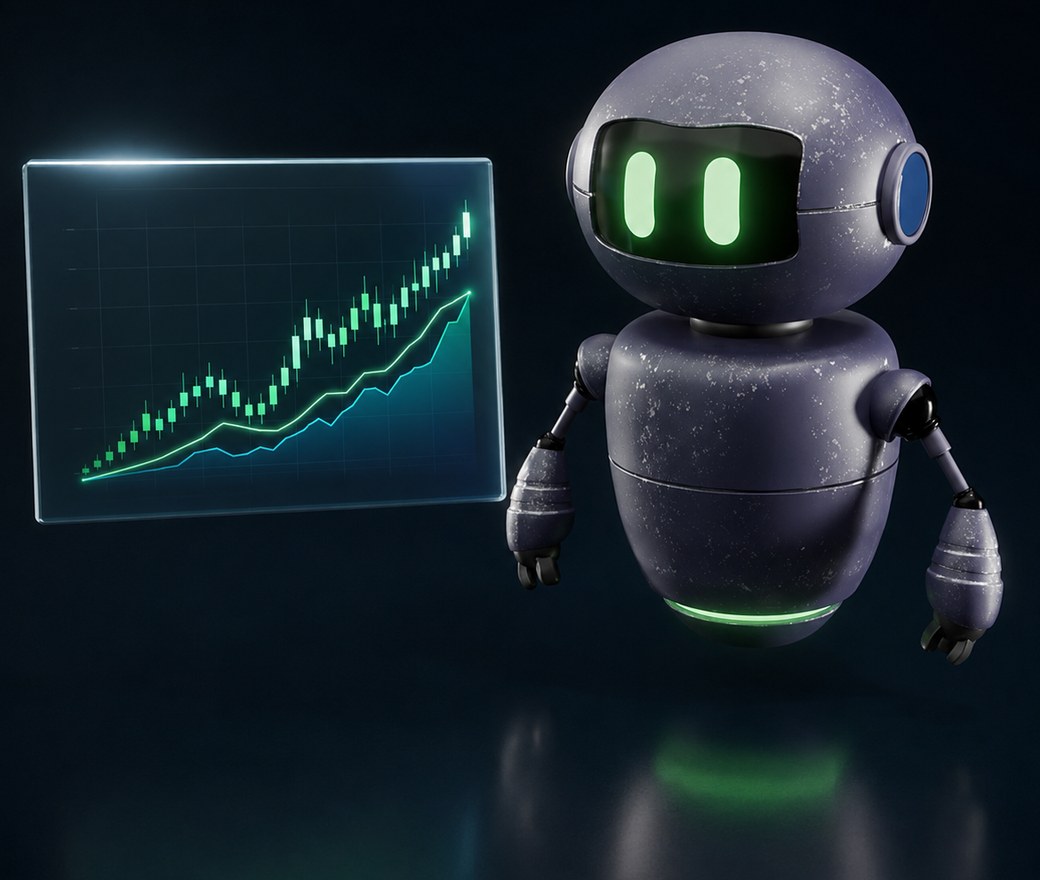 AI crypto trading bot reading a live candlestick chart